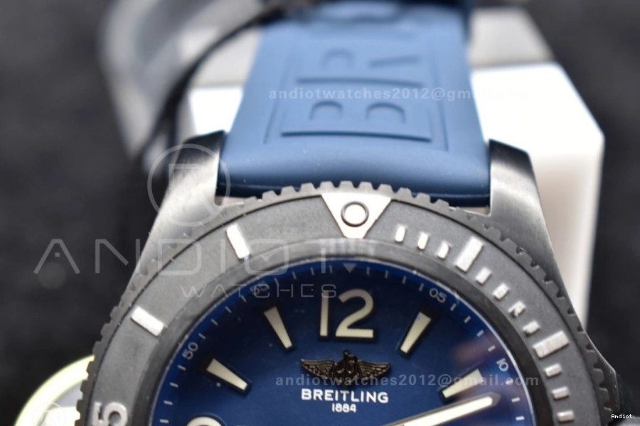 Rubber Automatic A2824 44 Black Black Blue TF Strap Best Superocean Dial 1:1 Edition Bezel On 0417